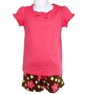 Gymboree Brown Floral Shorts & Coral  T-Shirt 4